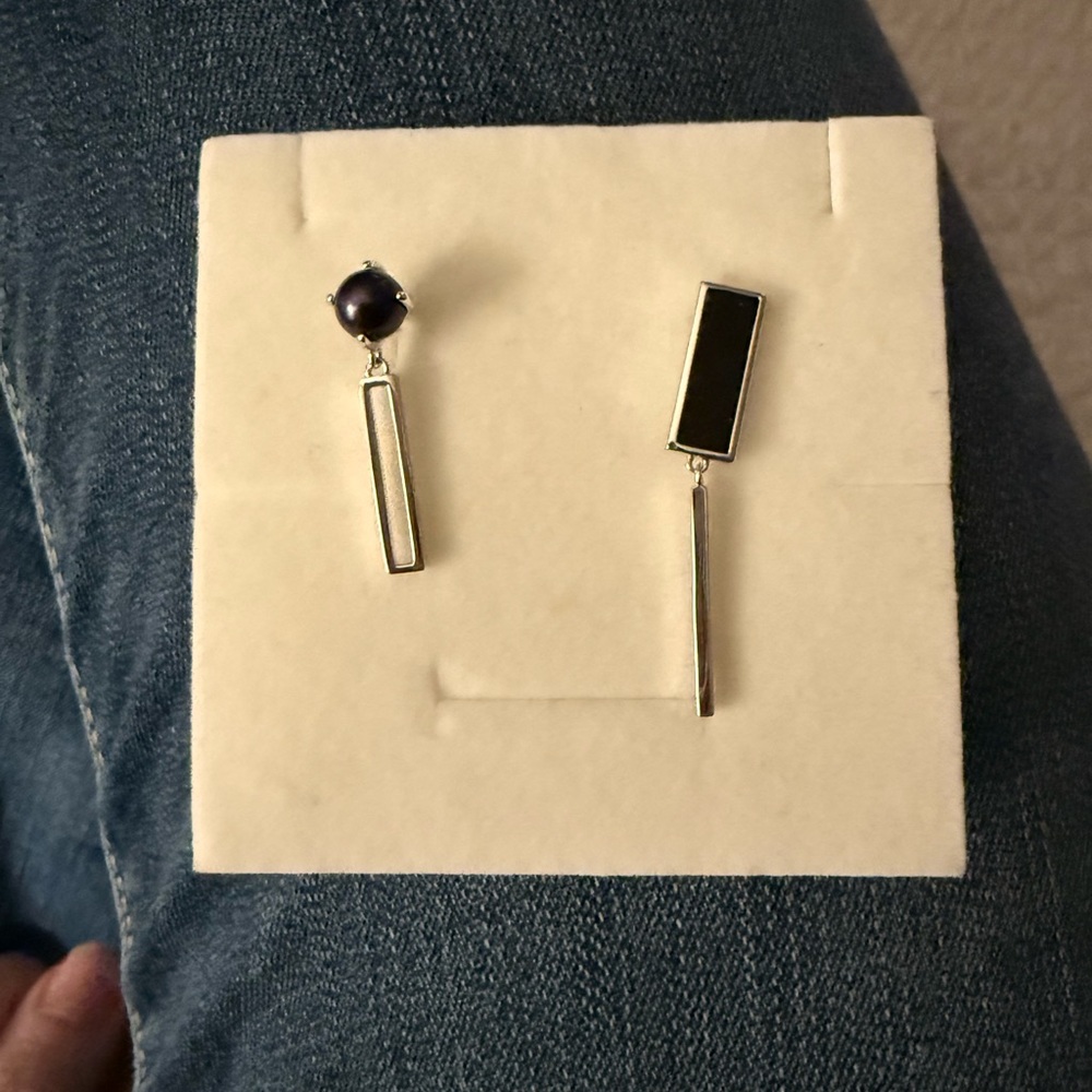 Elegant Black and Silver Drop Earrings